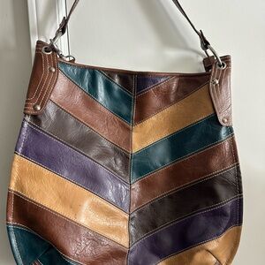 Y2k Multicolor Faux Leather Chevron Bag